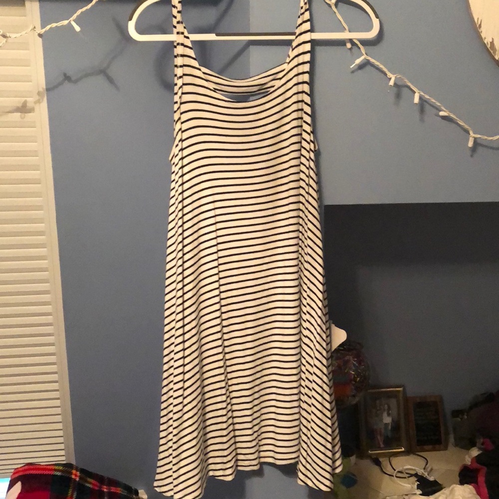 Black and white striped dress